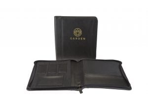 Popup Image: Imitation Leather Black Zippered Folio